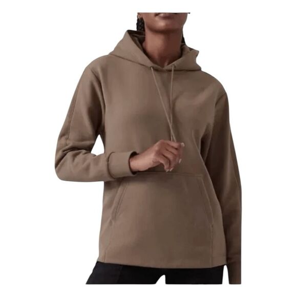 Athleta Retroplush II Hoodie Sweatshirt Brown Super Soft Knit Long Sleeve S - Picture 1 of 8